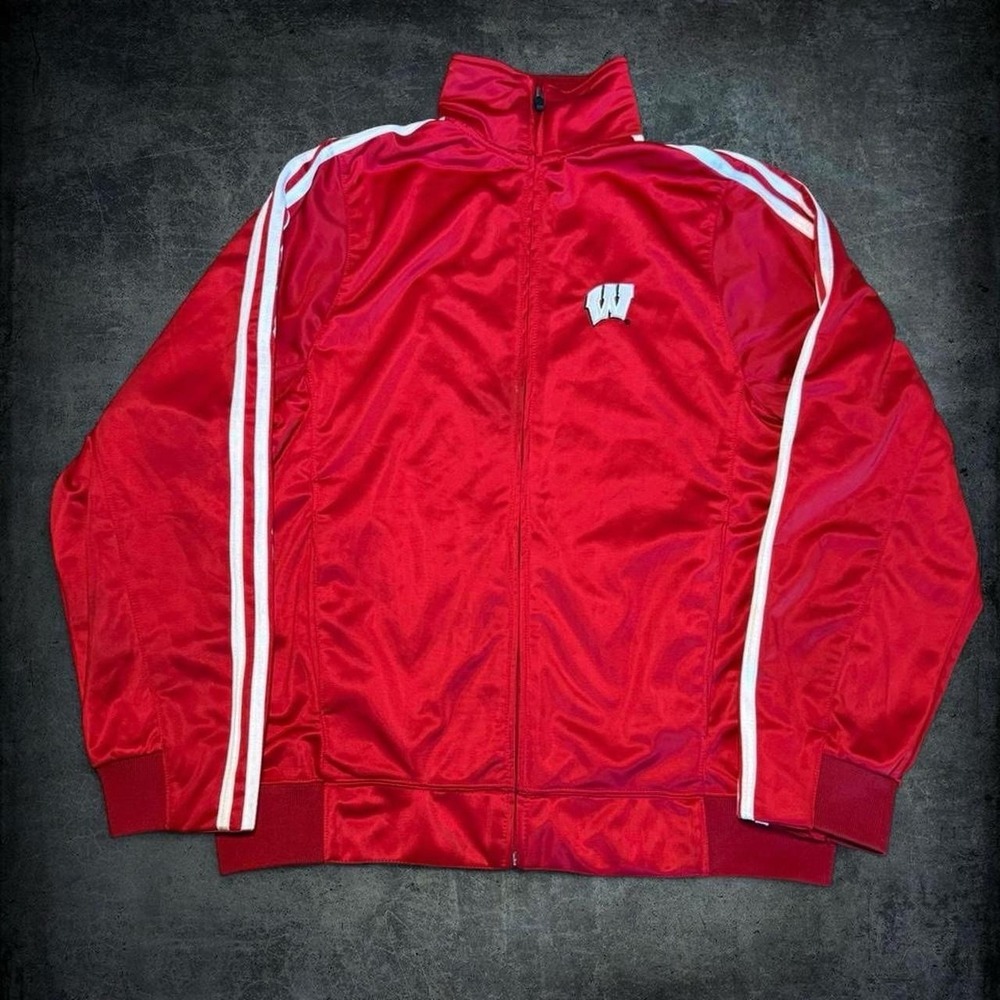 Wisconsin Adidas  Zip Up Track Suit Top Size Small S